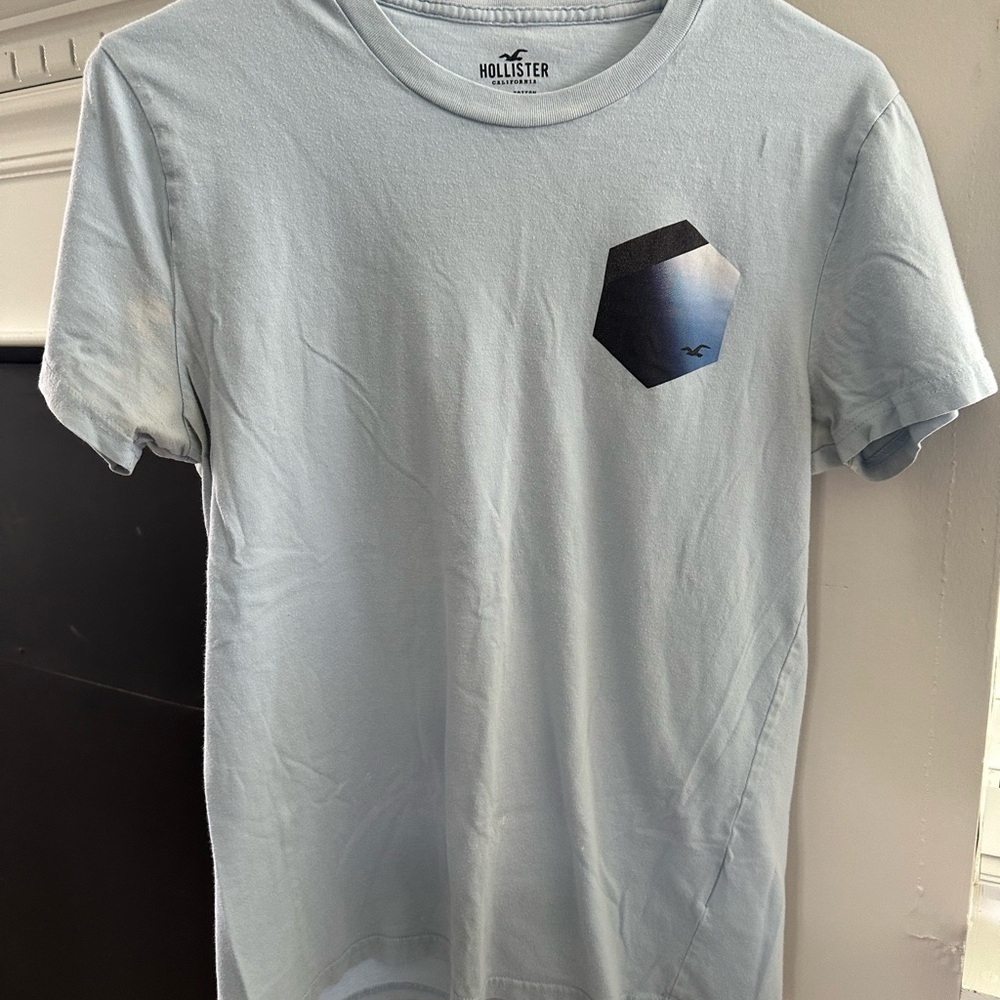 Hollister Blue Short Sleeve Tee with Geometric Detail
